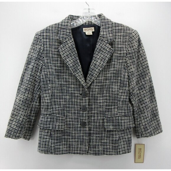 Michael Kors Blazer 10 Silk Tweed Jacket Business Preppy Y2K NEW - Picture 1 of 11